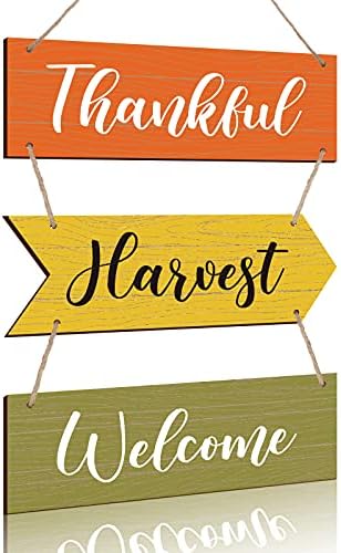 3 peças decoração de outono Ação de Graças Signo da parede de madeira colheita gratificante decoração de porta de