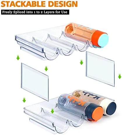 Organizador de garrafas de água, 2 pacotes de compasso de copo de garrafa de água plástica empilhável, suporte de armazenamento de