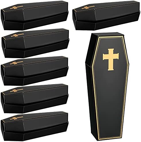 6 peças Halloween Coffin Boxes Caddy Caddy Halloween Coffin Tream Box Box Setors Silver para Decoração de festas