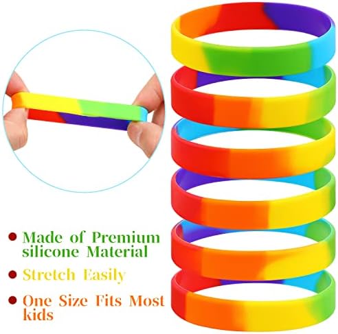 Ccinee 42pcs pulseiras de orgulho gays pulseiras arco -íris pulseiras de silicone pulseiras arco -íris para desfiles de