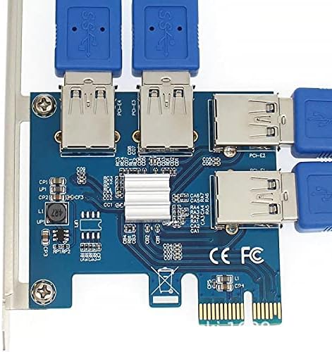 Conectores 1 pcs pci-e para adaptador USB 4 portas PCI-E X1 para USB 3.0 RISER Extender Board Board Mining Extender