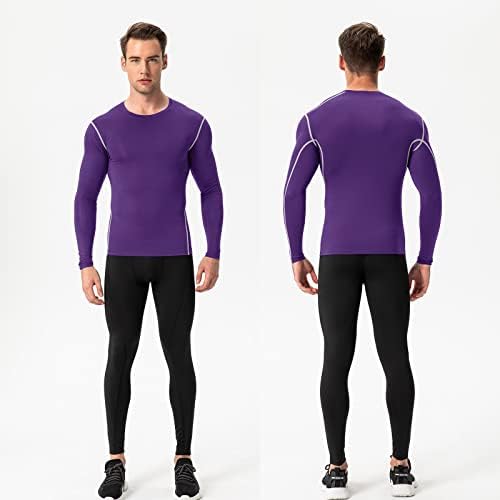 Camisas de compressão de manga longa atlética masculina camisetas de exercícios de exercícios de ajuste seco rápido que executam