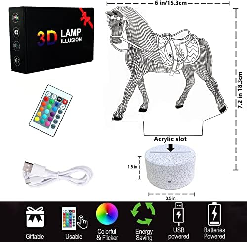 Presentes de cavalo luzes noturnas para crianças com lâmpada de cavalo de toque remoto e inteligente para crianças decoração