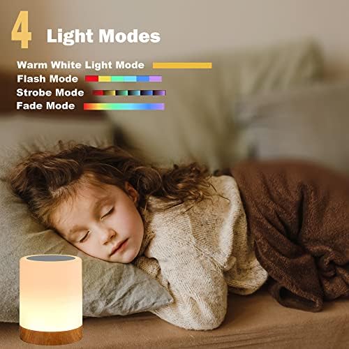 Royfacc Night Light Touch Sensor Lâmpada Lâmpada de mesa de cabeceira para crianças quarto recarregável