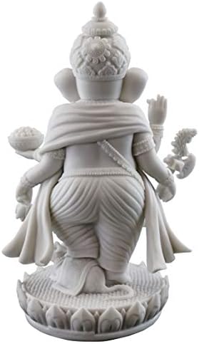 Top Collection 7.5 H 4,75 estátua de Ganesh em acabamento em mármore branco - Escultura Hindu Lorde do Sucesso
