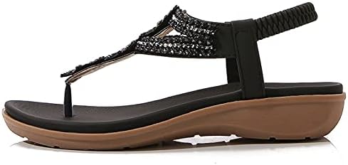 Usyfakgh chinelos para mulheres, sandálias de fascite plantar para pés lisos com arco suporta estilos de tanga sandálias de slides