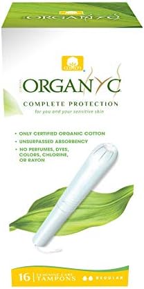 Organyc Certified Cotton Tampões, aplicador de papelão, livre de cloro, perfumes, rayon e produtos químicos, regular, 16 contagem