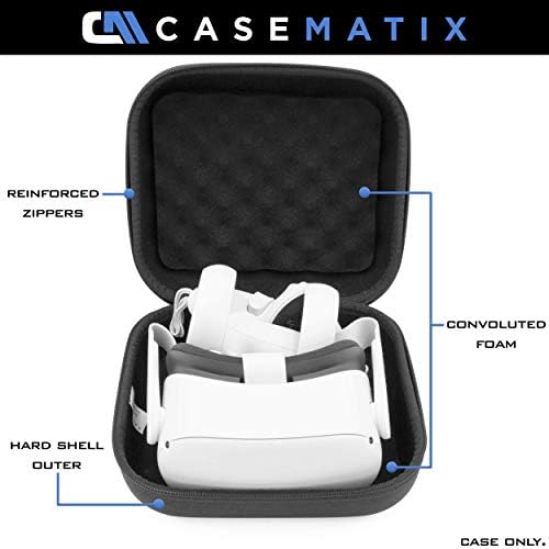 Casos de fone de ouvido Hard Shell VR CASEMATIX Compatível com o fone de ouvido Oculus Quest 2 VR e acessórios selecionados