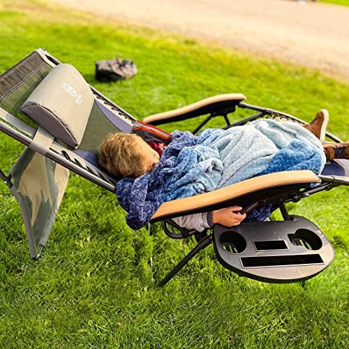 Coastail ao ar livre premium zero gravidade reclinável cadeira com sombra solar, assento acolchoado, malha fresca, travesseiro, porta