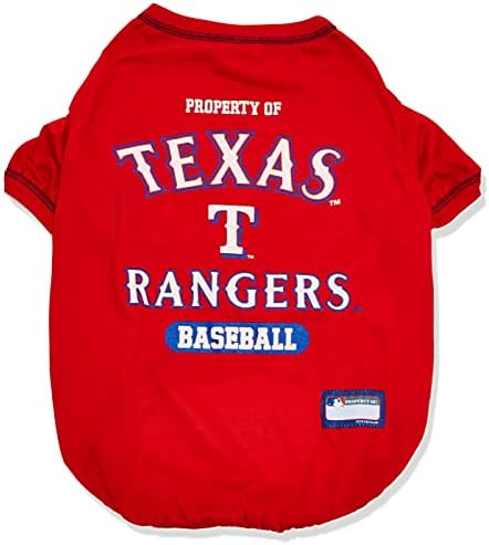 MLB Texas Rangers T-shirt de cachorro, X-Large. - camisa licenciada para animais de estimação coloridos com logotipos de equipe