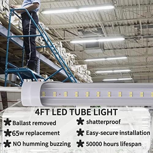 Lâmpadas LED AQiCut T8 4 pés, luzes de tubo de LED de 4 pés de 4 pés substituto para tubos fluorescentes, 3000lm 28W 6000k Luz do dia Branco, desvio para o lastro, potência de ponta dupla, cobertura clara, luz de LED Light Light