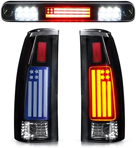 Montagem da luz traseira + 3ª luz de freio para 94-98 Silverado 88-99 Chevy Silverado, GMC Sierra C/K 1500 2500 3500, 92-94 Blazer,