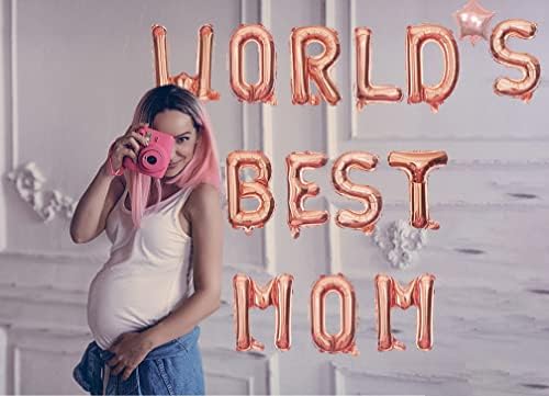 Melhor mãe do mundo Balão de papel alumínio - Rose Gold Feliz Festa do Dia das Mães Mães Booth Prop Decorações de parede