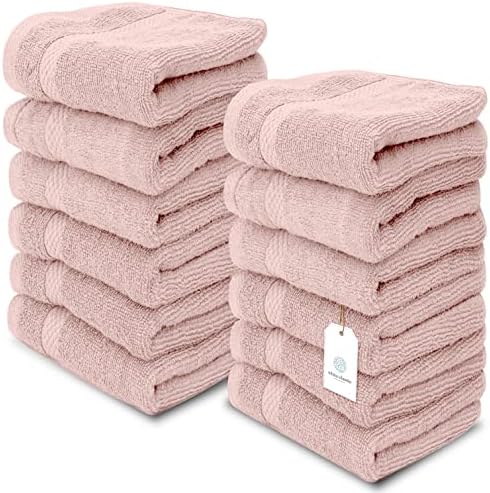 Toalha de banho rosa clássica clássica branca Conjunto de toalhas de mão de luxo | 6 Pacote de panos de algodão