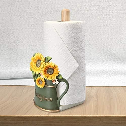 Suporte de toalhas de papel Massjoy com decoração de flores de girassol, resina artesanato exibir para capa de cozinha