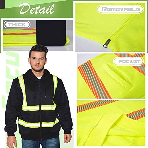 Jaqueta de capuz de segurança reflexiva de alta visibilidade com manga removível Hi visdowoor Protective Workwear