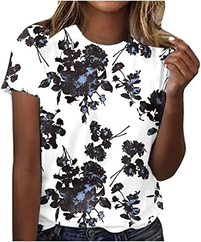 Camiseta gráfica de flores de algodão de manga curta para mulheres camaradas gráficas para senhoras vintage camponês