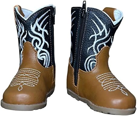 King EUA Texas Real Leather Western Boots - Infantas meninas meninas meninas Cowgirl Botas de zíper com solas de borracha