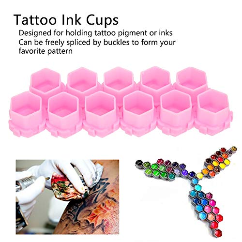 200pcs tatuagem copos de tinta favo de favo de mel com copos de pigmentos de forma de pigmentos suprimentos de maquiagem permanentes