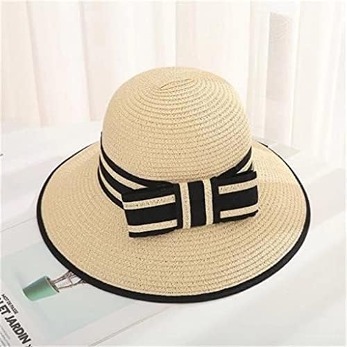 Adquirir uma aba larga de largura meninas folhas de palha de arco chapéu sol chapéu praia feminina chapéu de viagem giration