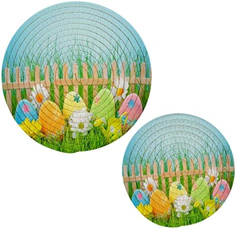 Alaza decorada os ovos de páscoa Titulares de maconha Defina 2 PCs, Potholders para cozinhas, montanhas -russas de algodão