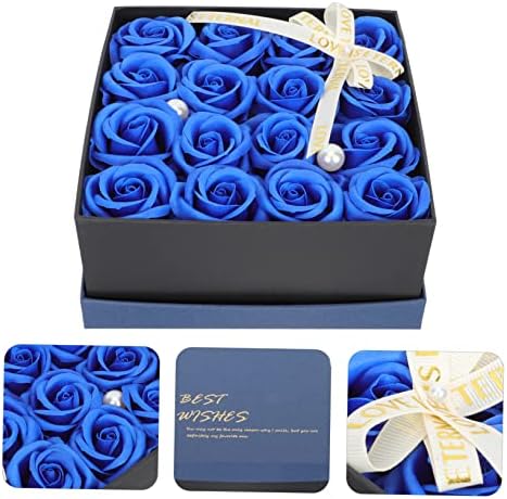 AMOSFUN 1 Caixa Caixa Rosa Sabão Presente de Bosta Essential Gift Gift Conjunto Floral Flor Rose Blue Soap Flower Flower Carton AROMICA