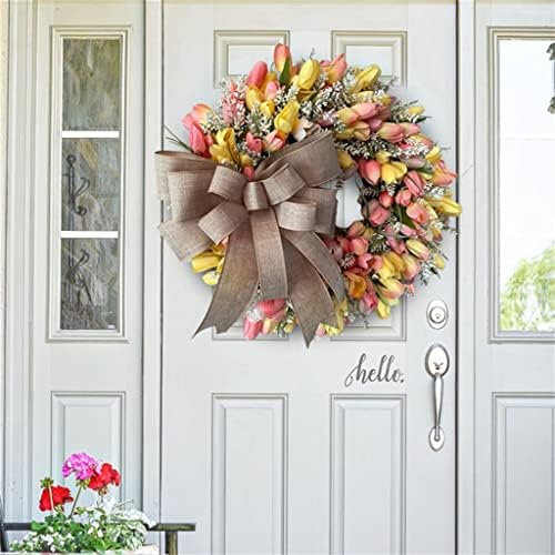 Fdjfdj tulip wreath wreath dia das mães grinaldas de grinaldas da coroa de greart parede de porta pendurada