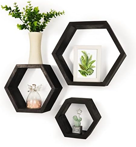 Prateleiras flutuantes hexágonos, prateleira de parede geométrica para vida, quarto, cozinha, quarto, banheiro, decoração de parede