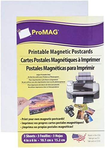 Promag AFG-12900 fosco/jato de tinta brilhante imprimível ímã de cartão postal, 4 por 6, branco