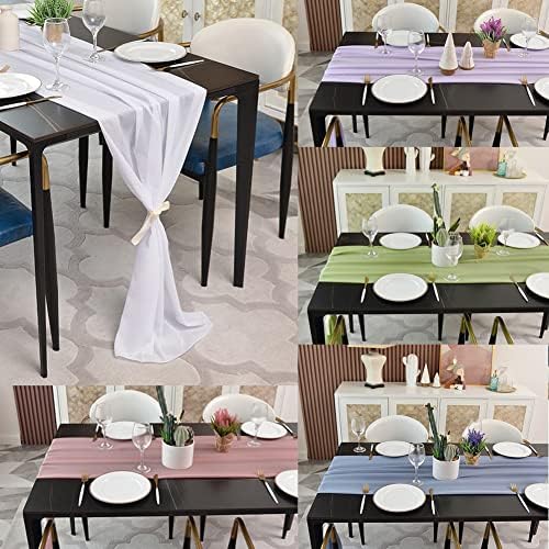 XWTEX White 10ft Table Runner Runner grande boho mesa de casamento corredor 27x120 polegadas Romântica Galze -Galze Table Runner Aniversário Decorações de festa de noiva