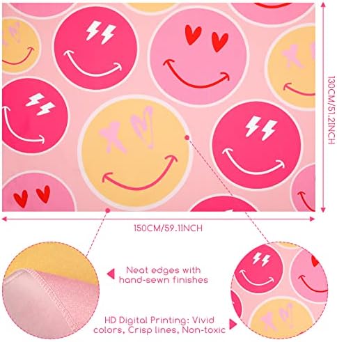 Sorriso fofo rosto de tapeçaria decoração de sala estética Arte da parede rosa para adolescentes quarto de quarto da faculdade Decor