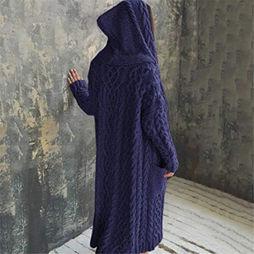 Cardigã de manga longa feminina Capuz de capuz Sweatters malha de malha de casaco