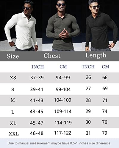 Muscle cmdr masculino de pólo masculino de manga longa estirada rápida camiseta seca de golfe casual camisetas atléticas fit slim