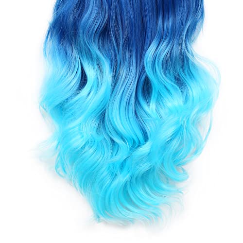 Hanne Hair Longo Cabelo Onda ombre ombre azul peruca azul para mulheres pretas e brancas de 3 tons cores da parte