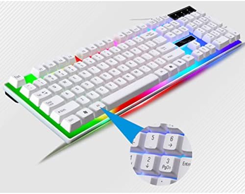 SOLustre LED sem fio Teclado Definir teclado combo combo com fome RGB Acessórios brancos Kit USB Computador de jogo de luz de fundo