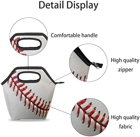 Lunhana de Pardick para meninos meninos, 3D Baseball Stitch Kids Sacos de lancheira isolados de refeição térmica mais refrigerada com zíper para piquenique ao ar livre praia de viagem à escola praia