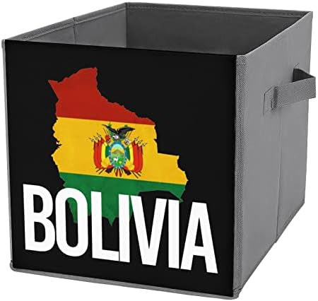 Bolívia Map e bandeira Bins de armazenamento Cubos Organizadores de tecido dobrável com alças Coscendo da caixa de livros de