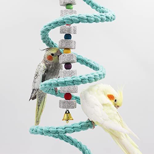 Dnoifne Bird Spiral Rope Polfe, Cânhamo de Pássaro Chape Poldão, Acessórios para Pólos de Gaiola de Pássaros, Brinquedos