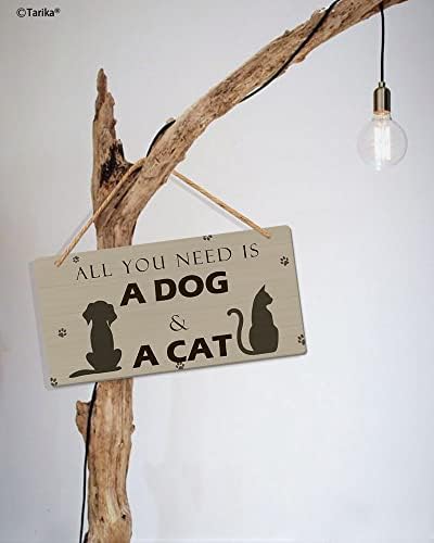 Tudo o que você precisa é um cachorro e um gato retro de madeira decorativa pública, placa suspensa para a porta da porta de casa
