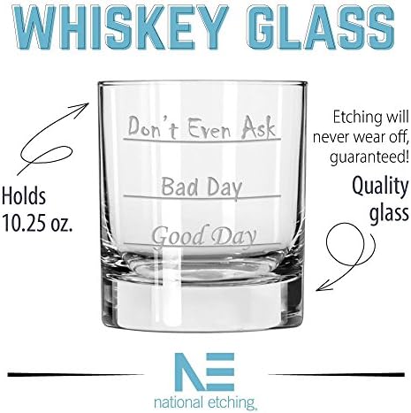 Vidro de uísque escocês engraçado, copo de vidro de licor antiquado único com texto para homens e mulheres adultos