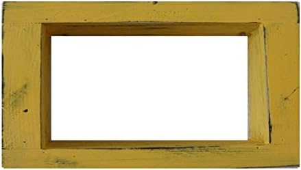 Display de caixa de sombra de madeira/madeira - 9 x 6 - Amarelo - Recurso Vintage Recuperado Decorativo