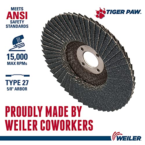 Weiler 51102 4 Tiger Paw Abrasivo Disco, Backing Plano, Fenólico, 60z, Hole de Arbor de 5/8, fabricado nos EUA