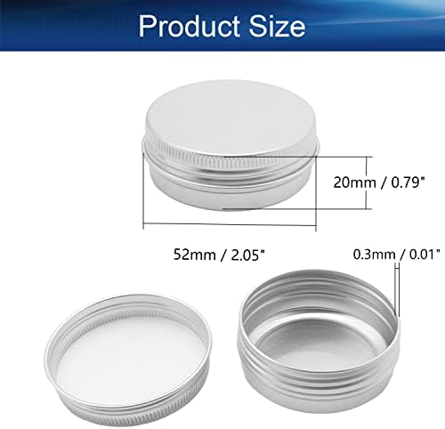 Bettomshin 24pcs 1oz latas de liga de alumínio redondo 30 ml podem parafusar recipientes de tampa de metal superior 30g para armazenar objetos pequenos 52x20mm