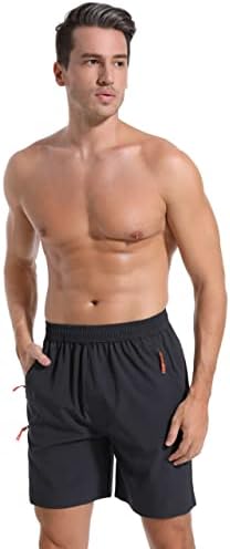 Kuenlun Top Men's Athletic Shorts Quick Dry Workout Gym Shorts com bolsos com zíper para esportes de caminhada 7 polegadas