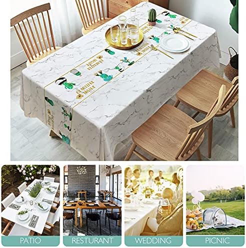 Retângulo de toalha de mesa de vinil impermeável Jatef, toalha de mesa plástica à prova de derramamentos à prova de derramamento de óleo, tampa de mesa de PVC limpa para mesa para mesa de jantar pátio de acampamento ao ar livre, cacto, 55x106 polegadas
