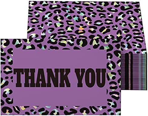 RXBC2011 Cartões de agradecimento grandes notas de agradecimento por todas as ocasiões 3,5 x 2 polegadas pacote de 100 leopardo roxo