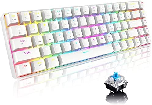 Selors T8 Pro 60% do teclado de jogos mecânicos com fio, 18 CHROMA RGB Luz de fundo, compacto 68 Tectas anti-gomadas completas,