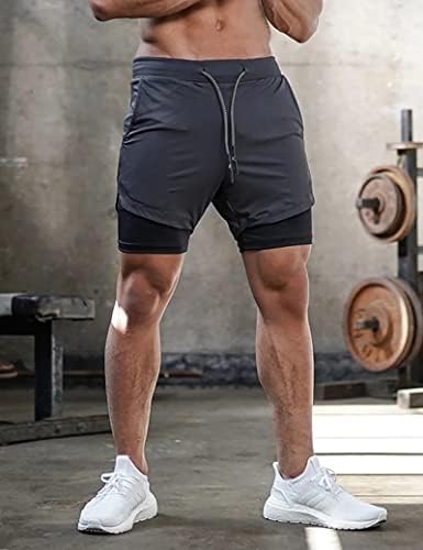Diotsr Mens 2 em 1 Execução de shorts de exercícios Quick Dry com forro, shorts de ginástica atlética para homens com