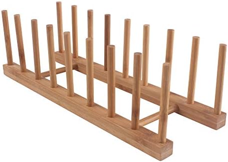 Z zicome 8 slots de bambu de madeira organização de armazenamento de prato de prato de placas stand stand tampa de cozinha
