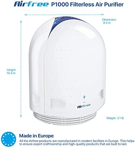 Purificador de ar silencioso sem filtro P1000 para casa I não requer filtro, ventilador ou umidificador, cobre 450